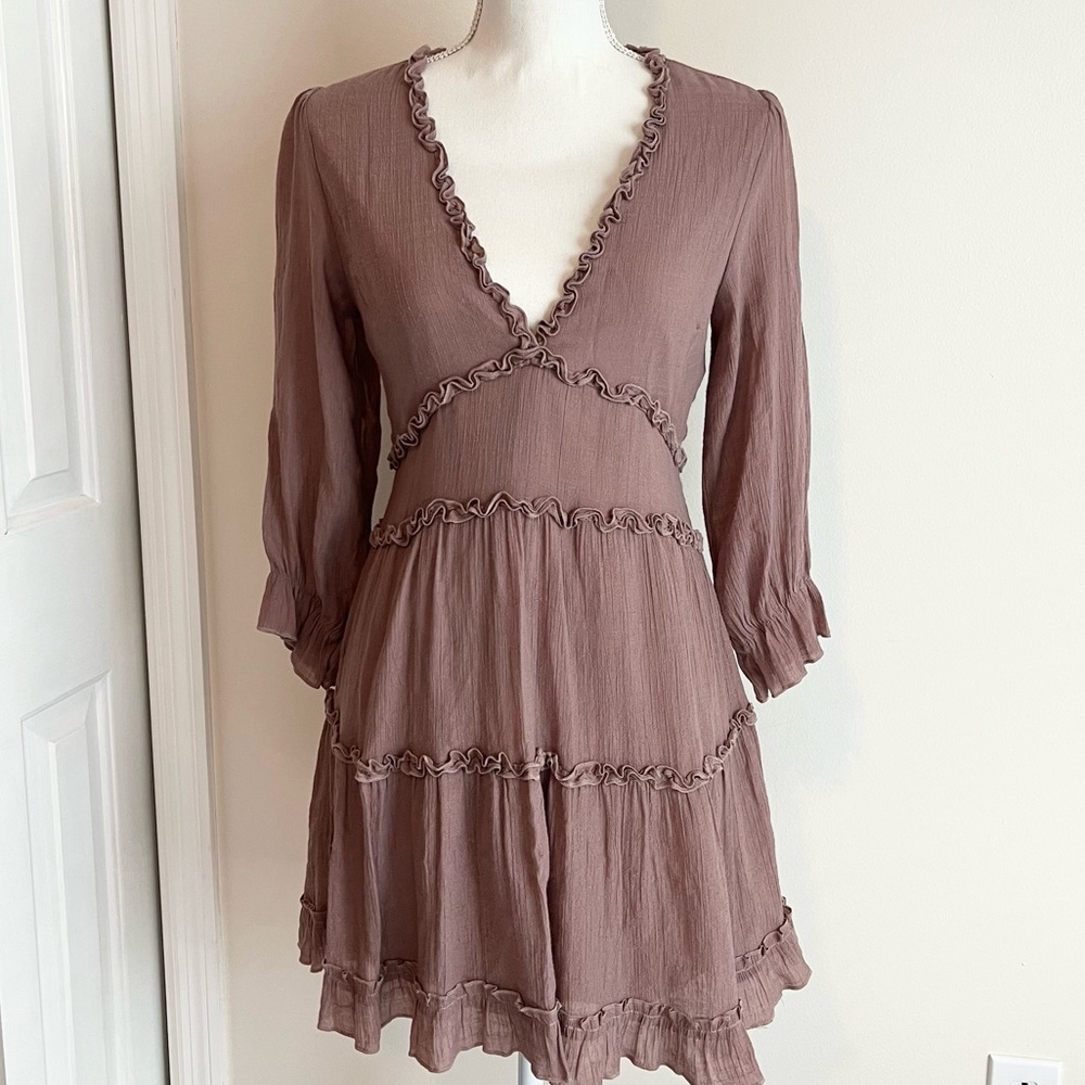 BaeVely Lined Boho Dress in Dusty Mauve Size M